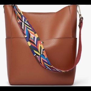 Bostanten Brown Leather Bucket Bag Purse